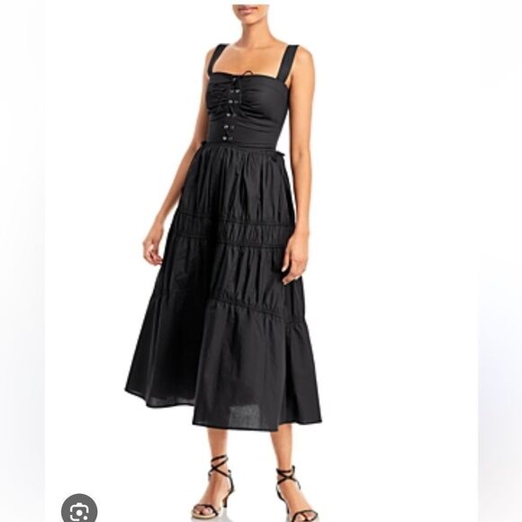 Nicholas Halle Corset Midi Dress In Black | NWT - Picture 1 of 6